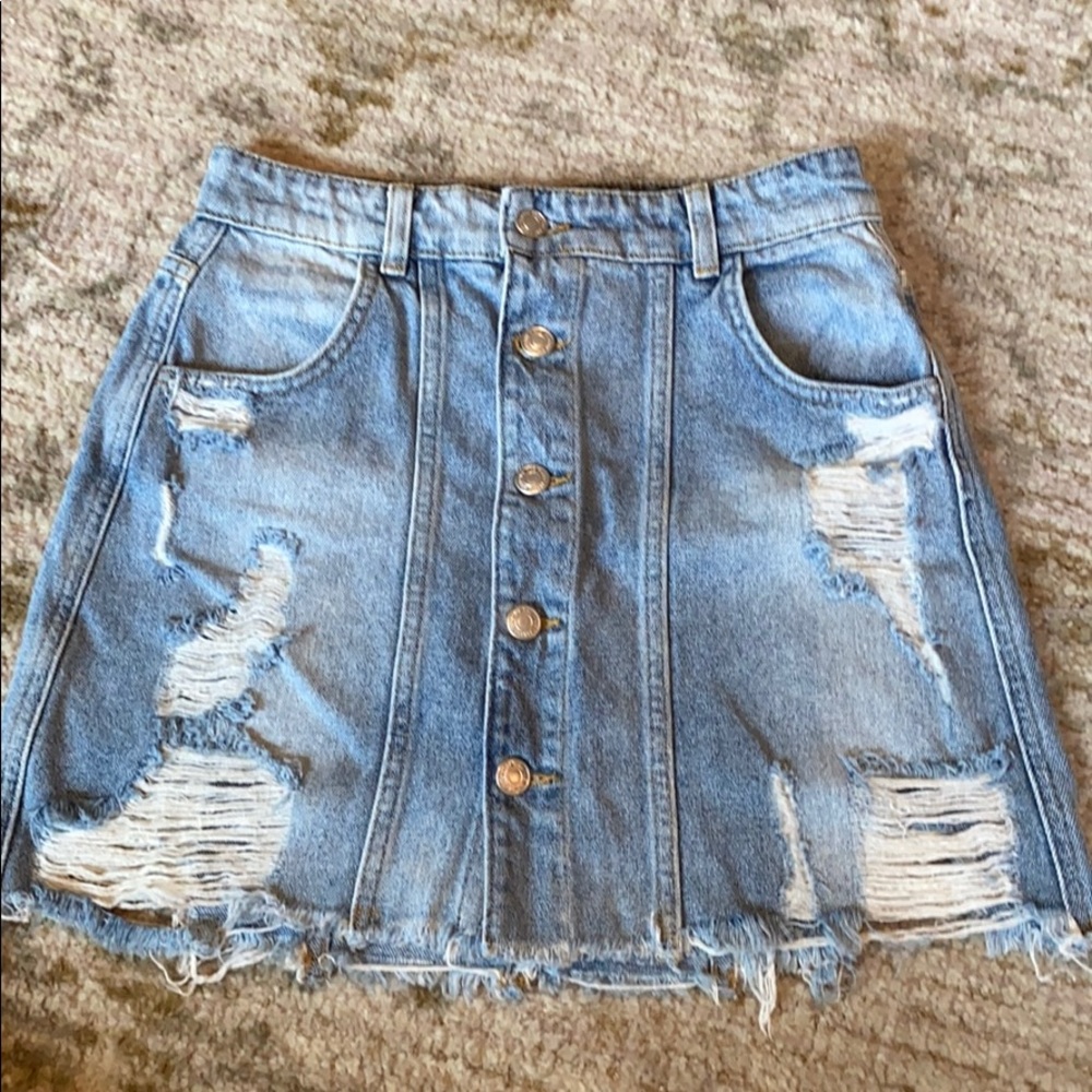 Free people Button down jean skirt